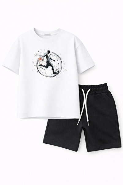 MARKOLL Σετ σορτς για αγόρια με στάμπα ποδοσφαίρου – Καλοκαιρινό βαμβακερό μπ...