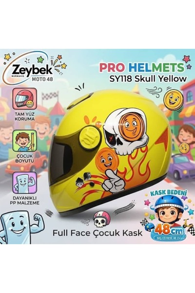 Free-M ZeybekMoto48 Çocuk Kaskı Pro Helmets SY118 Full Face Çocuk Kaskı (48cm)