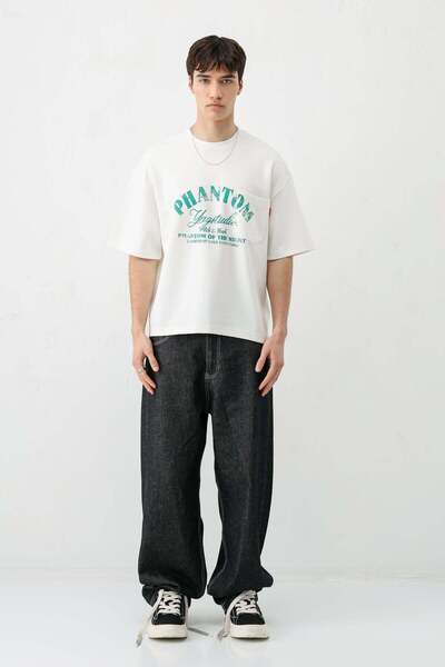 VAMOSCLO تي شيرت قصير الأكمام Boxy Fit مطبوع إكرو