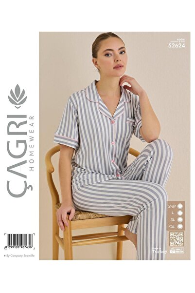 ROYAM Set de pijamale Call Woman bumbac 100% viscoză cu mâneci scurte și nast...