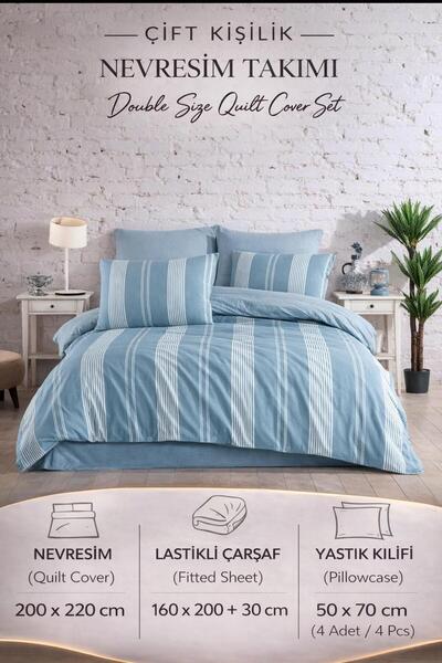 CHARLOTTE 100% Cotton Pieces Bed Sheet Pieces with Tires Double Duvet Cover Set