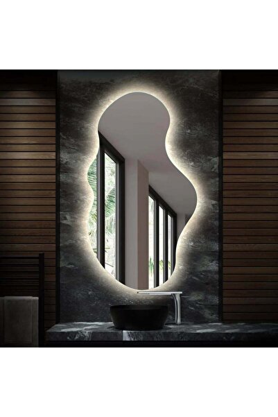 shark design Oglindă LED asimetrică premium 65×100 cm, tactilă, 3 tipuri de l...