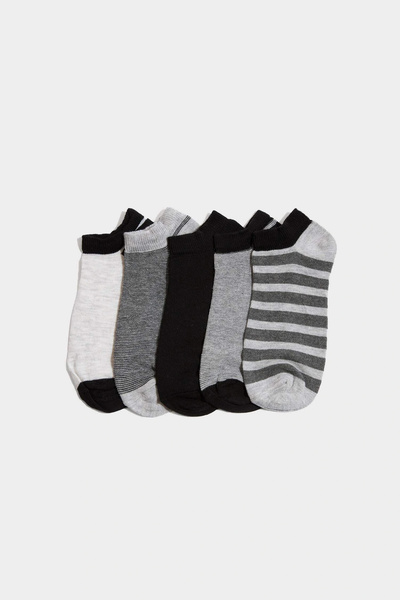 DeFacto F4712A8Bk23 Black Boy's 5-Pack Cotton-Pack Booties Socks