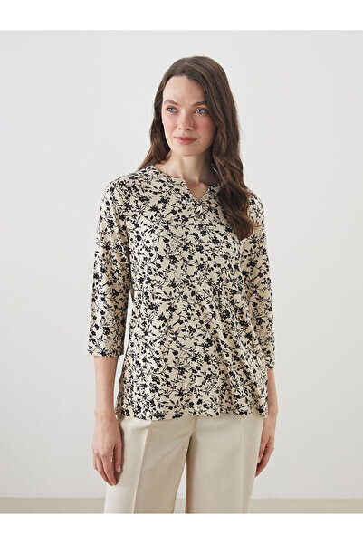 LC Waikiki Damenbluse mit Blumenmuster und hohem Kragen