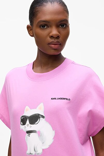 Karl Lagerfeld РОЗОВА ПАМУК МОДЕРНА ТЕНИСКА