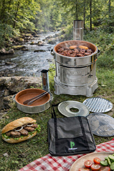 pratikoutdoor Paslanmaz Güveç Mangal Seti, Güveç Ocak, Paslanmaz Izgaralı, To...