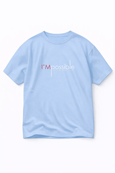 VODEXA Tricou oversize unisex IM POSSIBLE Imprimat 100% bumbac Croială confor...