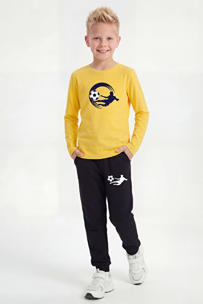 FYK KİDS Hanorac cu guler rotund, pantaloni de trening cu elastic la picioare...