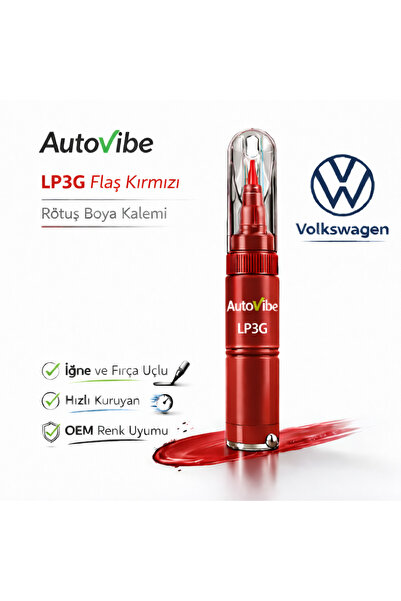 AutoVibe LP3G Flaş Kırmızı Rötuş Boya Kalemi – Volkswagen Audi Skoda Seat Çiz...