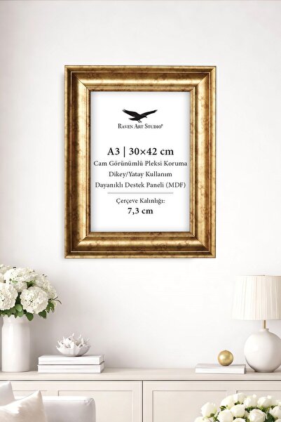 Raven Art Studio Gala A3-30x42cm Ramă pentru documente foto/poster, auriu ant...