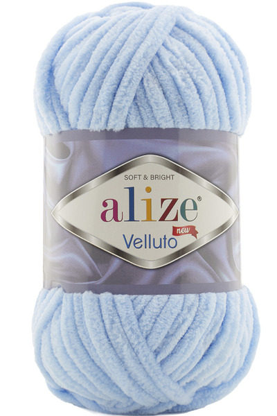 Alize Velluto Thick Velvet Hand Knitting Yarn 218 Baby Blue