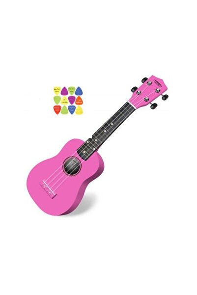 Classic Cantabile Set de ukulele soprano roz US-100 cu 12 penițe