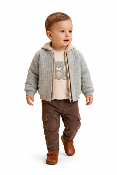 mumbino Boy's 4-Piece Jacketed Suit / Jacket-Cardigan-T-Shirt-Pants 4-Piece S...