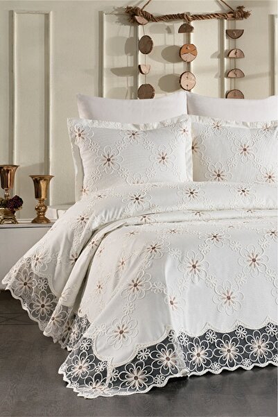 DANTEELHOME Melisa Gipürlü Bedspread 3 Piece Cream