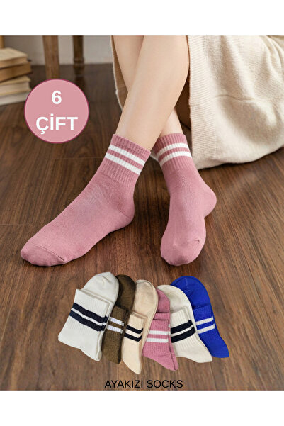 ayakizi socks 6 Çift Şeritli Unisex Kolej Çorap
