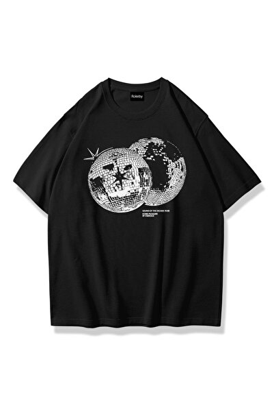 Rokeby Unisex Disco World Printed Crew Neck Cotton t Oversized Round Neck T-S...