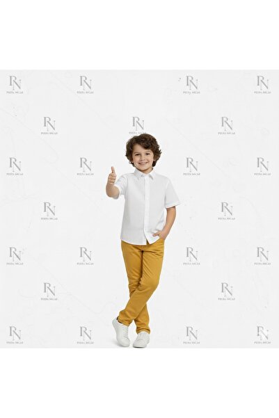 NACAR STYLİSH Boys' Classic Short Sleeve Shirt and Colorful Canvas Pants Set