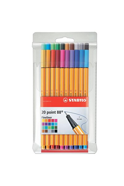 Stabilo Keçe Uçlu İnce Kalem 88 Point 0.4 MM 20 Renk Askılı Paket 8820