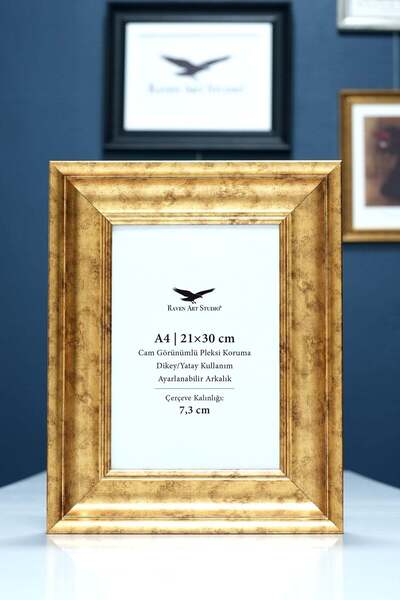 Raven Art Studio Gala A4-21x30cm Ramă pentru documente foto/poster, auriu ant...