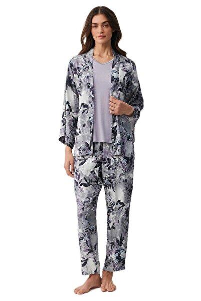 Penyemood Γυναικεία λιλά πιτζάμα από χτενισμένο βαμβάκι PM9906