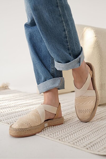 alfaze Bej Tekstil Kilim Desenli El Yapımı Jüt Sargı Taban Espadril Ayakkabı ...