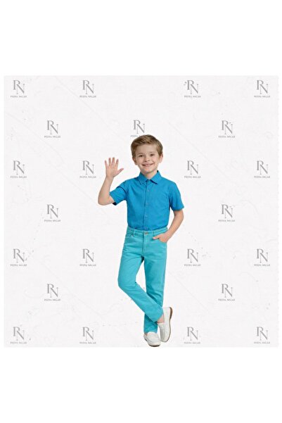 NACAR STYLİSH Boys' Classic Short Sleeve Shirt and Colorful Canvas Pants Set