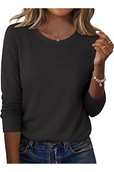 OEM Loose long-sleeve blouse, women's pullover, black M