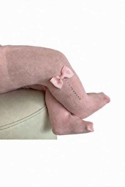 Daymod Bebek Pembe Süslü Soft Bambu Kalın Kışlık Külotlu Çorap