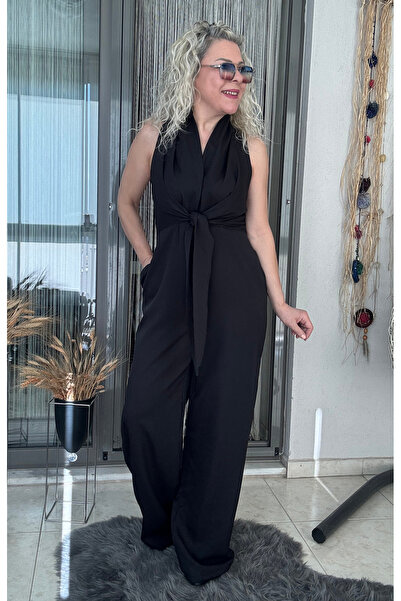 Dila Butik V Yaka Önden Bağlamalı Tulum