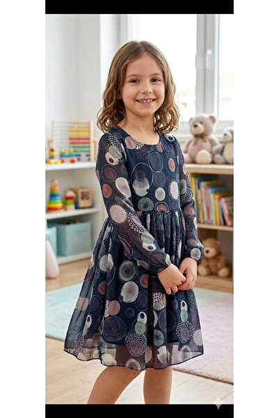 Bebezeyn Girl's Green and Navy Blue Color Dress