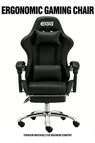 EGG Ergonomic Office Desk Computer Chair PU Leather Swivel Adjustable Height ...