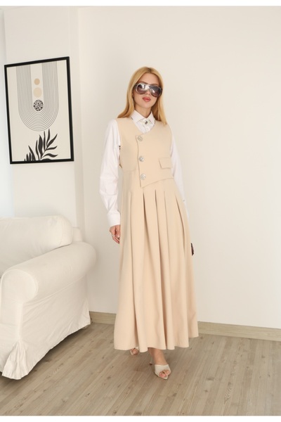 MODAELA Stylish Hijab Gilet with Button Detail