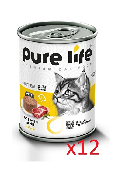 PureLife Pure Lıfe Yavru Kedi Kuzu Etli Yaş Püre Mama 400 gr x12 adet