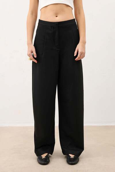 Antioch Siyah Pensli Geniş Paça Kadın Pantolon