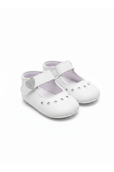 Sema Baby İlk Adım Ayakkabısı Kalpli Babet Silver 17-18-19 Numara