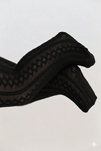 Daymod Baby Azalea Black Cotton Patterned Thick Winter Pantyhose