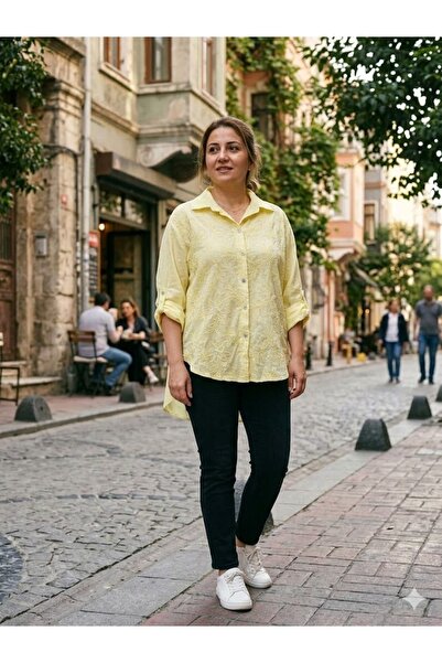 AYASOFYA OTANTIK Women's Italian Yellow Needle Leaf Pattern Embossed Ov Overs...