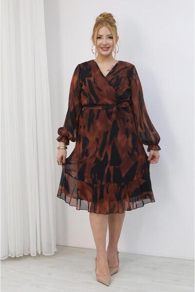 Siyezen Haljina od šifona veće veličine Kruvaze izrez Postavljeno