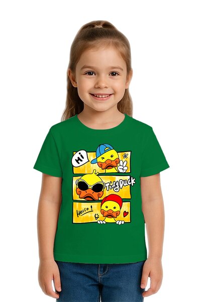 SEDİRLİ Tricou unisex Duck Duck cu imprimeu pentru copii, bumbac bucăți, bumb...