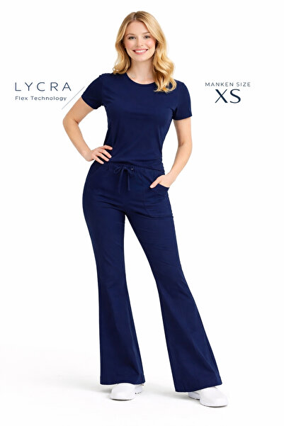 Simirna Üniforma Pantaloni de scrub albastru marin cu un singur fund material...