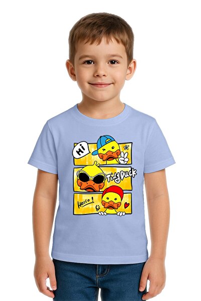 SEDİRLİ Unisex Duck Duck Printed Children's T-Shirt, Cotton Count Combed Cott...