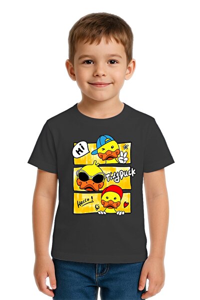 SEDİRLİ Tricou unisex Duck Duck cu imprimeu pentru copii, bumbac bucăți, bumb...