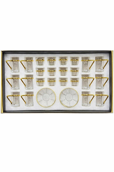 Urbanza 36 Piece Luxury Gold Rim Glass Tea Set Cups Saucers Teapot Arabic Tea...
