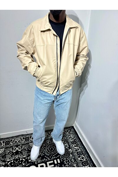 MEN Erkek oversize deri ceket