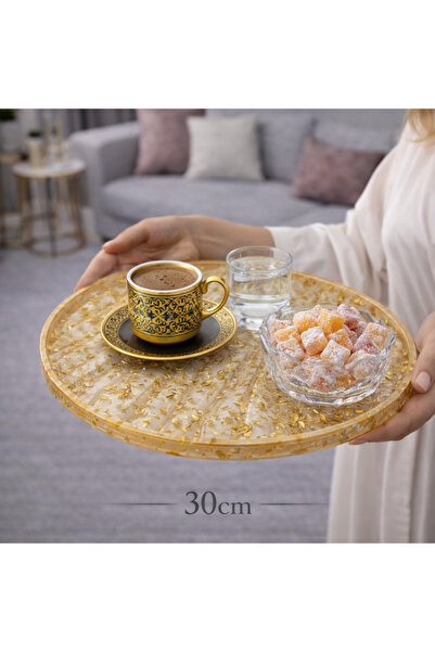 ARTEVIA HOME Gold Best Servis Sunum Tepsisi - Epoksi Tepsi, Kahve Sunumluk