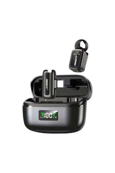 ANSTY ميكروفون لاسلكي صغير مزدوج MC-02 - صوت رقمي عالي الدقة، محول USB-C و IP...