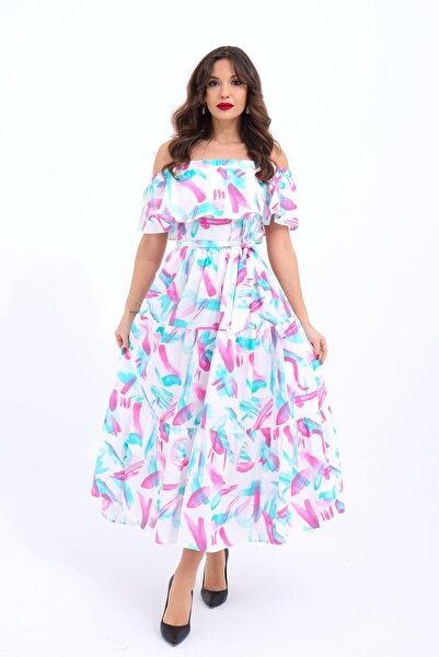 Hiccup JANES Με σχέδιο Μίντι φόρεμα με βολάν και ανοιχτούς ώμους