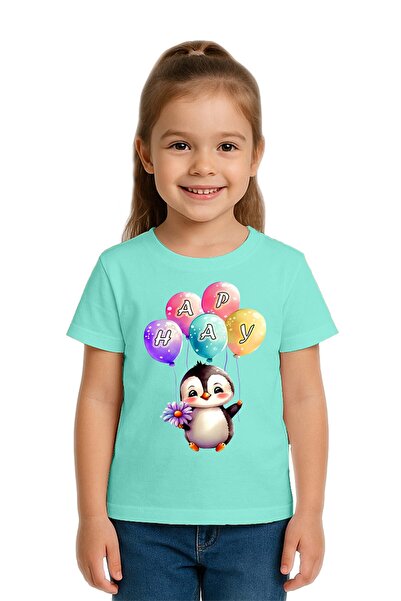 SEDİRLİ Unisex Penguin Penguin Printed Children's T-Shirt Cotton Count Combed...