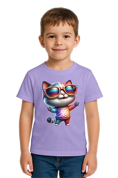 SEDİRLİ Tricou unisex pentru copii Cat cu imprimeu bumbac bucăți din bumbac m...