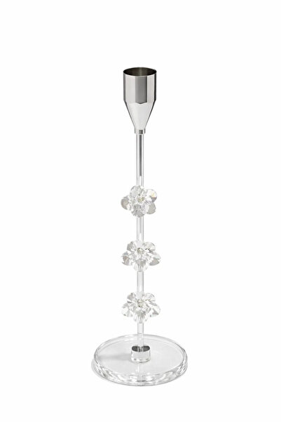 Urbanza حامل شموع كريستالي أنيق بغطاء فضي لتزيين الطاولة والمنزل